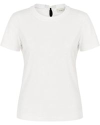 Lanvin - Tops ,Wit ,Katoen T-Shirt Met Knoopdetail - Lyst