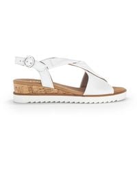 Gabor - Weiße leder kreuzriemen sandalen - Lyst