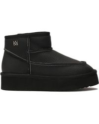 Kazar - Schwarze Leder-Schneestiefel Mit Weißem Faden - Lyst