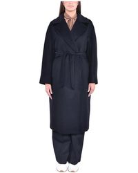 Weekend by Maxmara - Jassen ,Zwart ,Wol Dubbelbreasted Wollen Jas Met Sartoriale Details - Lyst