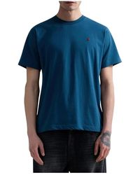 Replay - Tops ,Blauw ,Katoen T-Shirt Met Ronde Hals - Lyst