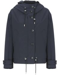 Woolrich - Jassen ,Blauw ,Blauwe Parka Met Hoge Hals Capuchon - Lyst