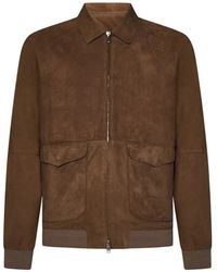 Franzese Collection - Bruin Leren Bomberjack - Lyst