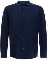 Herno - Overhemden ,Blauw ,Katoen Shirt - Lyst