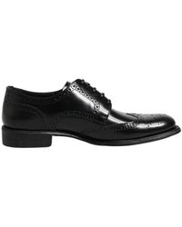 Dolce & Gabbana - Zwarte Leren Oxford Vleugeltip Formele Schoenen - Lyst