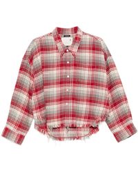 R13 - Overhemden ,Veelkleurig ,Katoen Cropped Frayed Plaid Shirt - Lyst