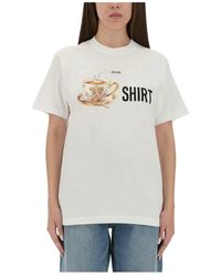 Moschino - Tops ,Wit ,Katoen Cotton T-Shirt Met Ronde Hals - Lyst
