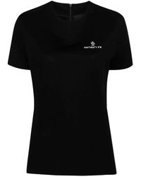 Moncler - Logo t-shirt schwarz baumwolle rundhalsausschnitt - Lyst