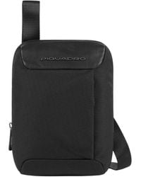 Piquadro - Kleine Stoff- Und Leder Umhängetasche Schwarz Herren - Lyst