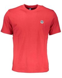North Sails - Tops ,Rood ,Katoen Rode Crew Neck Logo Tee - Lyst