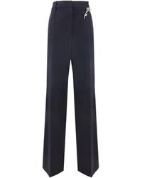 Prada - Broeken ,Blauw ,Wol Wollen Broek Met Broche - Lyst