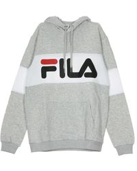 Fila - Hoodies & Sweatvesten ,Grijs ,Geblokkeerde Hoodie Lichtgrijs - Lyst