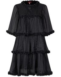 Crās - Lagen-Look Kleid Schwarz Mit Floralen Details - Lyst