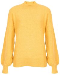 Silvian Heach - Truien & Vesten ,Geel ,Katoen Stijlvolle Turtleneck Met Golfhalslijn En Pofmouwen - Lyst
