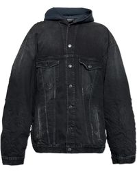 Balenciaga - Jassen ,Zwart ,Katoen Hybrid Jas Met Capuchon - Lyst