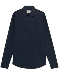 Trussardi - Overhemden ,Blauw ,Leer Slim Fit Stretch Popeline Overhemd - Lyst
