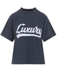 Balenciaga - Blauw Katoenen T-Shirt Met Logo Patch - Lyst
