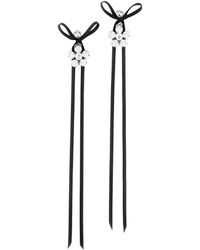 Simone Rocha - Accessoires ,Zwart ,Satijn Crystal Daisy Strik Oorbellen - Lyst