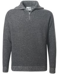 Alpha Studio - Hoodies & Sweatvesten ,Grijs ,Wol Trui Met Lange Mouwen En Opstaande Kraag Van Wol - Lyst