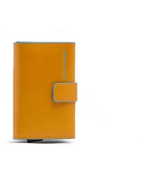 Piquadro - Accessoires ,Geel ,Leer Pop-Up Kaarthouder - Lyst