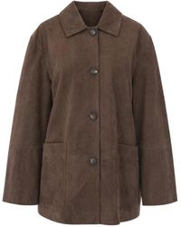Max Mara - Jassen ,Bruin ,Suède Smmastrale Suède Jas - Lyst