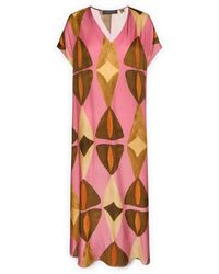Elena Miro - Kleedjes ,Veelkleurig ,Lange Jurk Met Print Van Viscose - Lyst