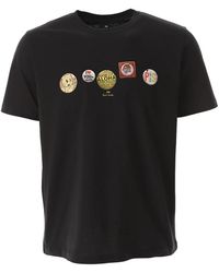 Paul Smith - Zwart T-Shirt Met Print & Badges - Lyst