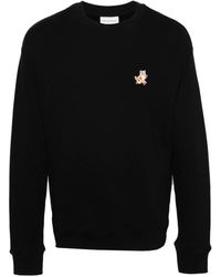 Maison Kitsuné - Schwarzer comfort-fit pullover mit speedy fox logo patch - Lyst