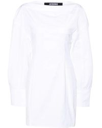 Jacquemus - Kleedjes ,Wit ,Katoen Off-Shoulder Chemise Jurk - Lyst