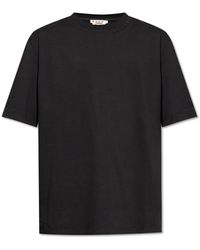 Marni - Tops ,Zwart ,Katoen T-Shirt Met Logo - Lyst