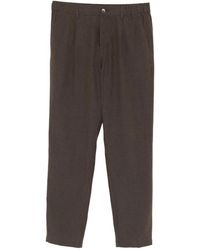 Herno - Broeken ,Bruin ,Katoen Linnen Katoen Rechte Broek Met Knoop - Lyst