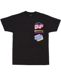 Huf - Schwarzes Crew Neck T-Shirt Mit Logo-Print - Lyst