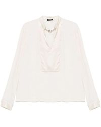Liu Jo - Overhemden ,Grijs ,Satijn Blouse Met V-Hals En Logo - Lyst