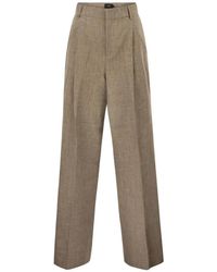 Fay - Broeken ,Katoen Broek Met Wijde Pijpen En Plooien - Lyst