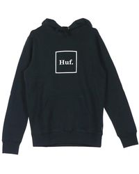 Huf - Hoodies & Sweatvesten ,Zwart ,Katoen Zwarte Hoodie Met Boxlogo - Lyst