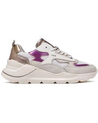Date - Weiße sneakers mit glänzenden fuchsia und elfenbeinfarbenen lederdetails - Lyst