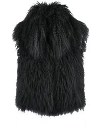 Emporio Armani - Mongolian Shearling Gilet With Discreet Hook-And-Eye Closure - Lyst