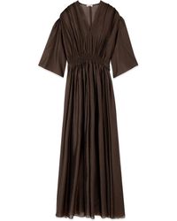 Oltre - Kleedjes ,Bruin ,Polyester Lange Jurk Van Lyocellmix - Lyst