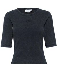 Gestuz - Grijze Gewassen Logo Top Slim Fit - Lyst