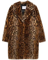 Stand Studio - Jassen ,Bruin ,Polyester Luipaardprint Revers Jas - Lyst