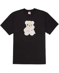Supreme - Tops ,Zwart ,Katoen Bear Tee Zwart Streetwear Mode - Lyst