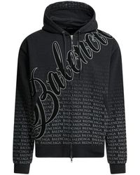 Balenciaga - Hoodies & Sweatvesten ,Zwart ,Katoen Big B Oversized Zip-Up Hoodie - Lyst