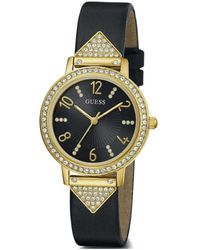 Guess - Elegante Quartz Horloge Goud Leer - Lyst