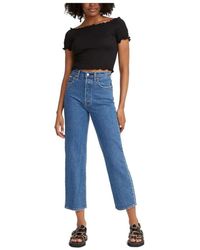 Levi's - Jeans ,Blauw ,Katoen Ribcage Straight Ankle Jeans - Lyst