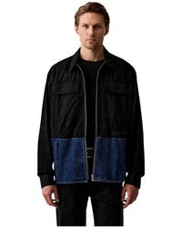KARL LAGERFELD - Gemengd Paneel Overhemdjack Met Rits - Lyst