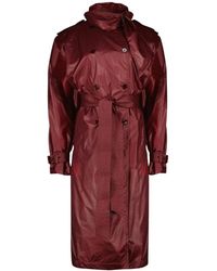 Saint Laurent - Jassen ,Rood ,Nylon Lavallière Trenchcoat - Lyst