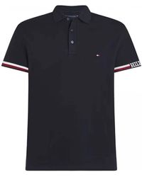Tommy Hilfiger - Monotype flag cuff slim fit polo - Lyst