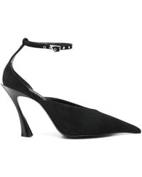 Mugler - Wildleder-Pumps Mit Knöchelriemen Aus Kalbsleder - Lyst
