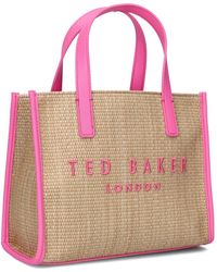 Ted Baker - Beige schultertasche mit rosa details - Lyst