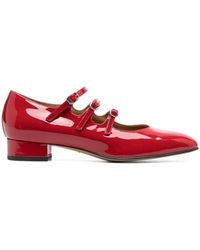 CAREL PARIS - Zapatos planos rojos de cuero charol con hebilla - Lyst